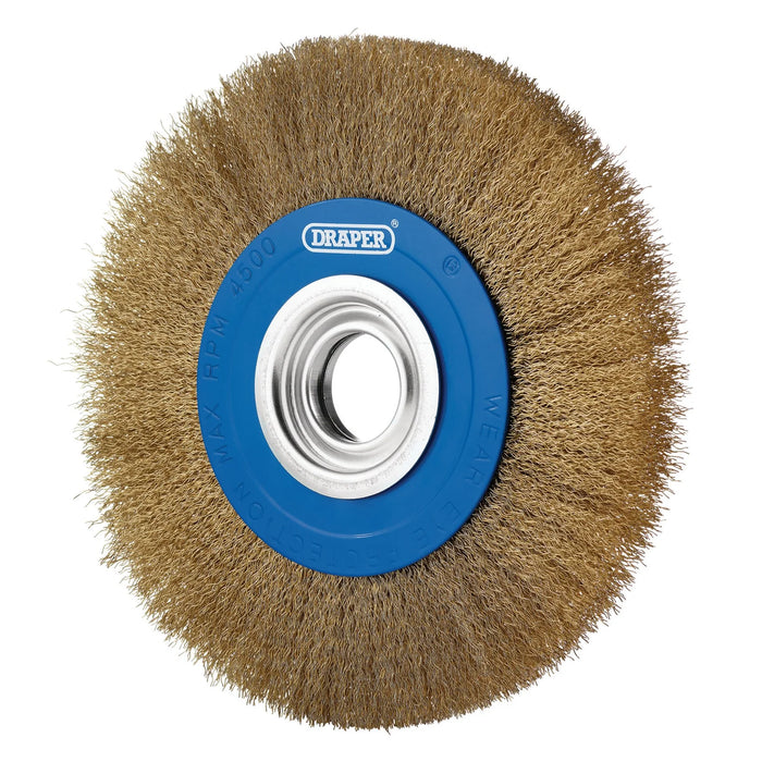 Draper Brassed Steel Bench Grinder Wire Wheel Brush, 200 x 31.75mm - BG200CS