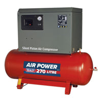 270L Low Noise Belt Drive Air Compressor with Cast Cylinders 5.5hp 3ph 2-Stage