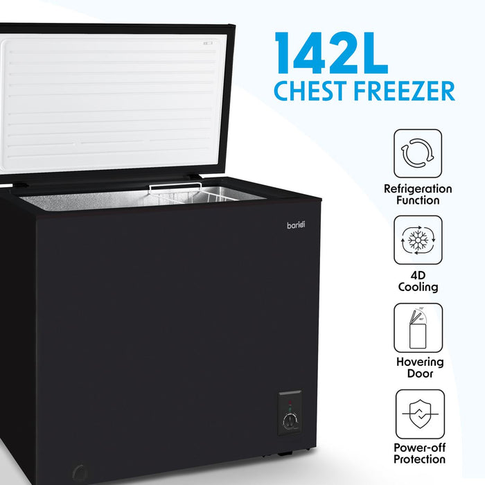 Baridi Freestanding Chest Freezer 142L Capacity - Black DH152