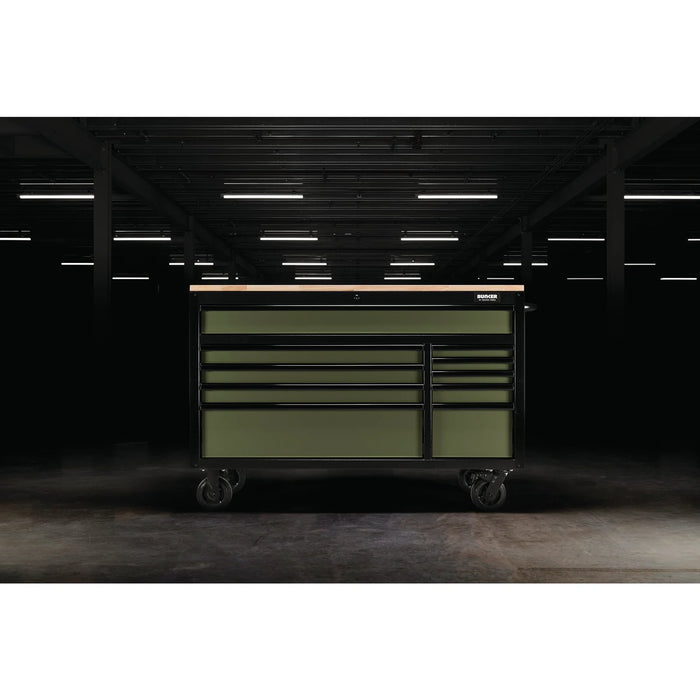 BUNKER® 10 Drawer Workbench Roller Tool Cabinet, 56", Green - B100-56GR