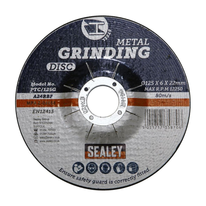 Sealey Grinding Disc125 x 6mm22mm Bore PTC/125G Sealey - Town Tools 