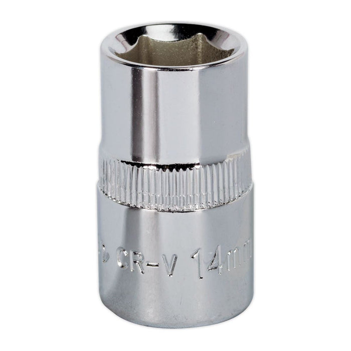 Sealey WallDrive Socket 14mm 1/2"Sq Drive Fully Polished SP1214 Sealey - Town Tools 