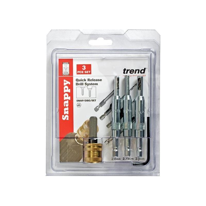 Trend SNAP/DBG/SET Drill Bit Guide Set with Quick Chuck - 5/64in 7/64in & 9/64in Trend - Town Tools