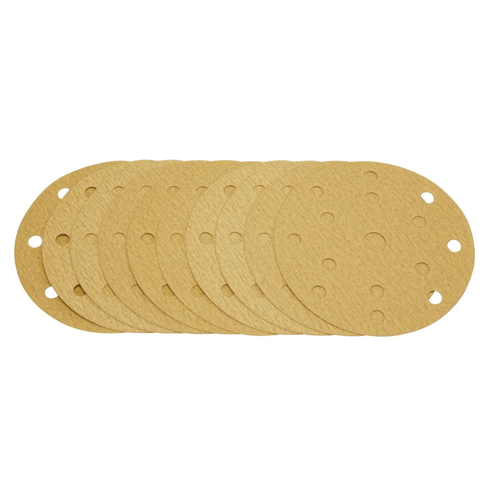 Draper Gold Sanding Discs with Hook & Loop, 150mm, 180 Grit, 15 Dust Extraction