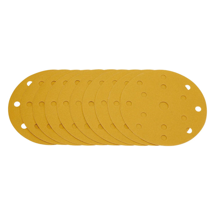 Draper Gold Sanding Discs with Hook & Loop, 150mm, 240 Grit, 15 Dust Extraction