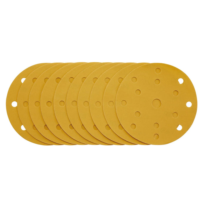 Draper Gold Sanding Discs with Hook & Loop, 150mm, 400 Grit, 15 Dust Extraction