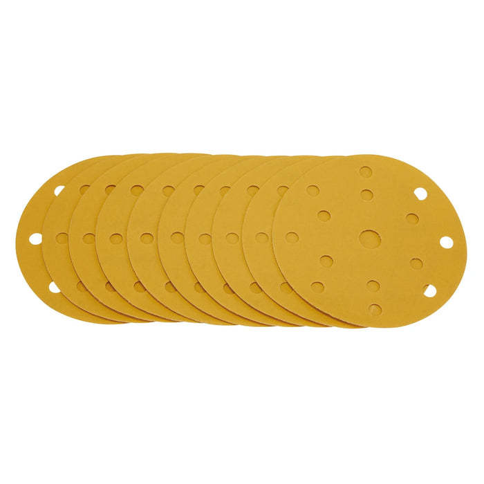 Draper Gold Sanding Discs with Hook & Loop, 150mm, 400 Grit, 15 Dust Extraction