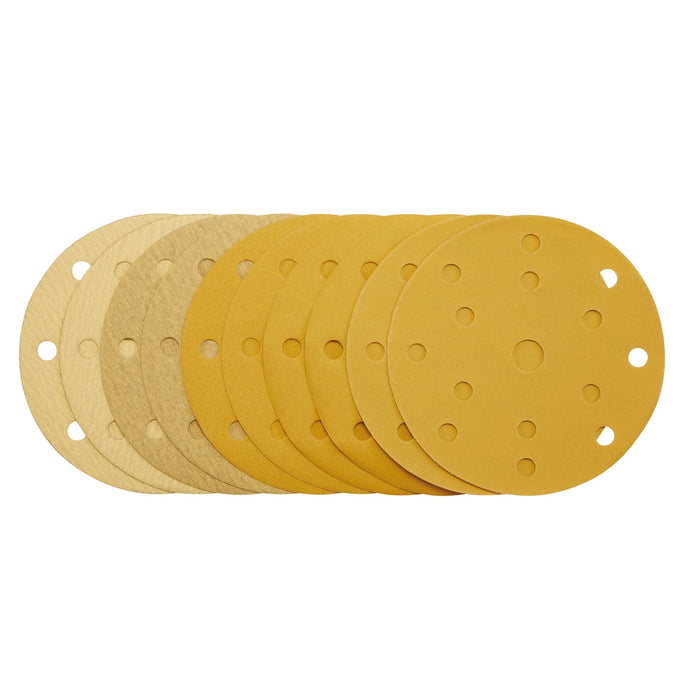 Draper Gold Sanding Discs with Hook & Loop, 150mm, Assorted Grit - 120G, 180G