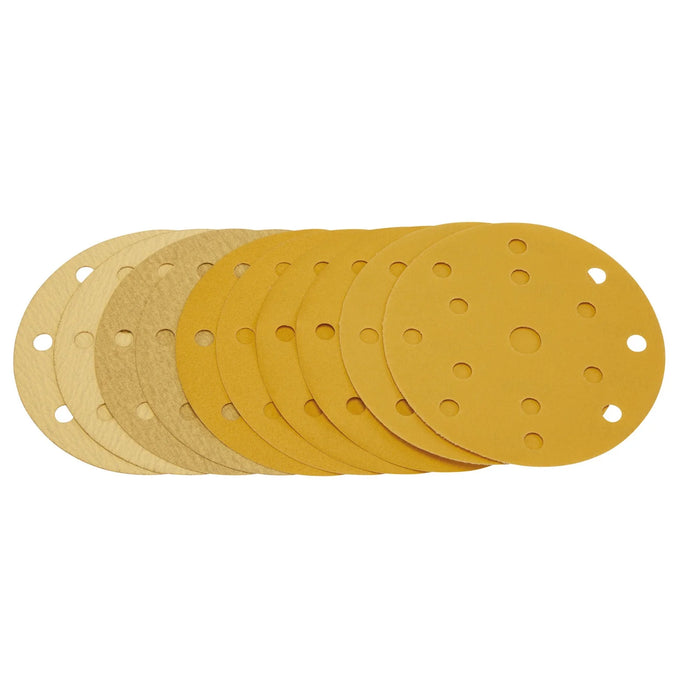 Draper Gold Sanding Discs with Hook & Loop, 150mm, Assorted Grit - 120G, 180G