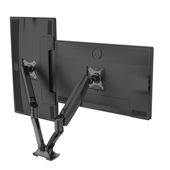 Dellonda Adjustbale Double Monitor Arm with 360 Rotation - Black DH25