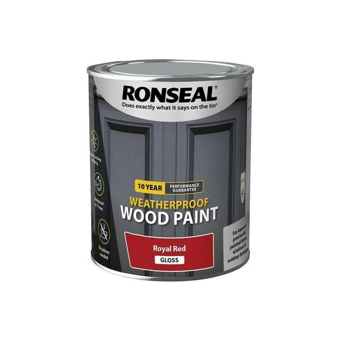 Ronseal 10 Year Weatherproof Wood Paint Royal Red Gloss 750ml Ronseal - Town Tools