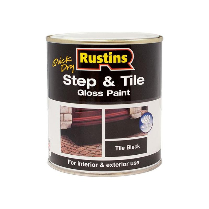 Rustins Quick Dry Step & Tile Paint Gloss Black 1 litre Rustins - Town Tools