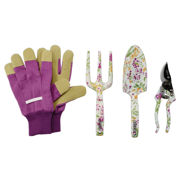 Draper Garden Tool Set with Floral Pattern (4 Piece) - AFTS/4