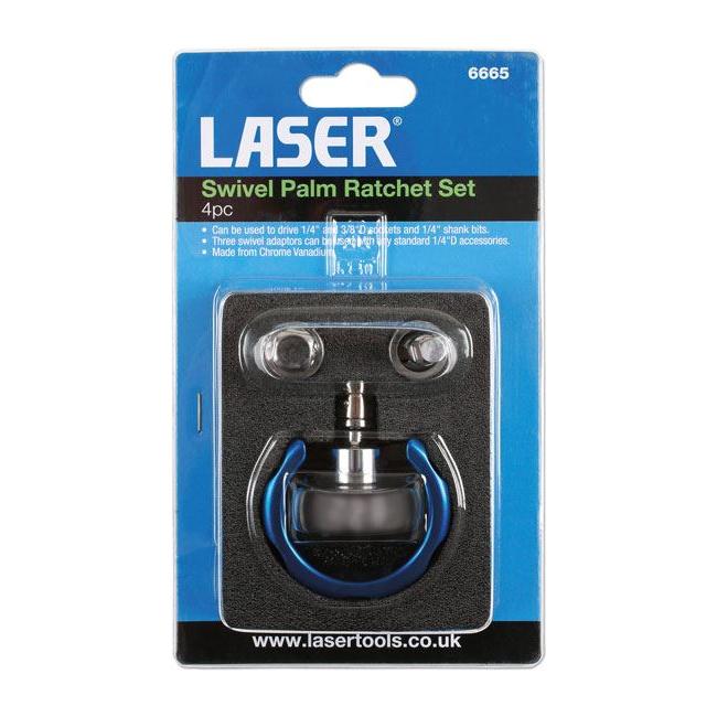Laser Swivel Palm Ratchet Set 1/4"D, 3/8"D 4pc 6665 Laser - Town Tools 