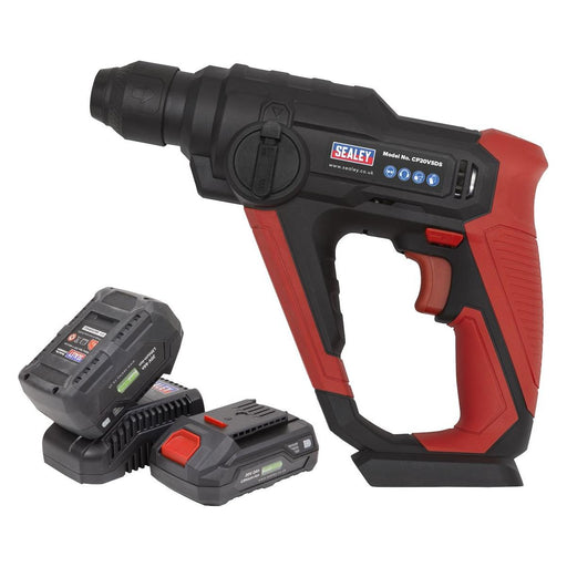 Sealey Cordless Rotary Hammer Drill Kit 20V SV20 Series SDS Plus 2 Batteries Sealey - Town Tools 