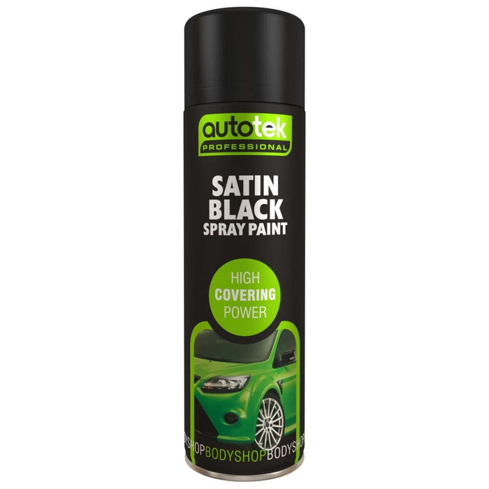 Autotek Satin Black Paint Spray High Coverage Satin Black 500ml Aerosol