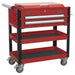 Sealey Heavy-Duty Mobile Tool & Parts Trolley 2 Drawers & Lockable Top Red Sealey - Town Tools 