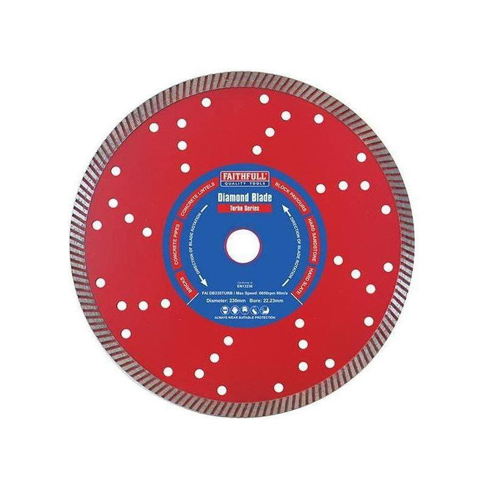 Faithfull Turbo Cut Diamond Blade 230 x 22mm Faithfull - Town Tools