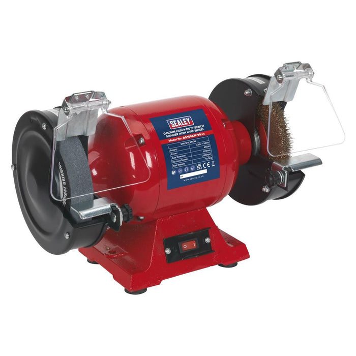 Sealey Bench Grinder150mm with Wire Wheel 450W/230V Heavy-Duty BG150XW/99 Sealey - Town Tools 