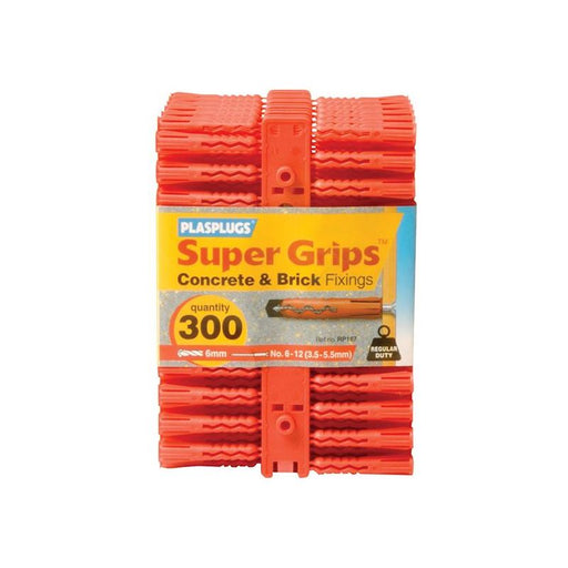 Plasplugs RP 187 Solid Wall Super Grips™ Fixings Red (300) Plasplugs - Town Tools