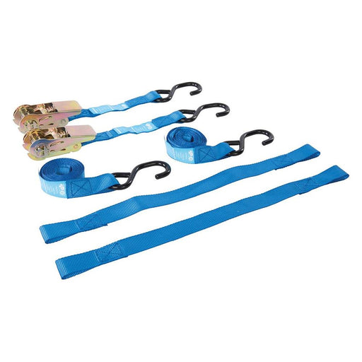 Silverline Motorbike Tie-Down Set 4pce Rated 350kg Capacity 700kg Silverline - Town Tools 