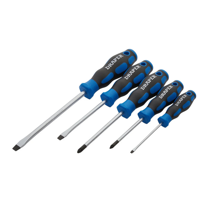 Draper Soft Grip Screwdriver Set, 3 x Plain Slot, 2 x PZ TYPE (5 Piece) - 865/5