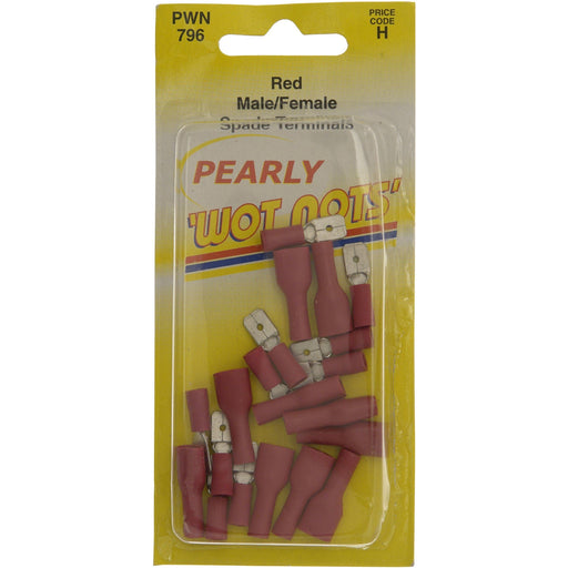 Wot-Nots Wiring Connectors - Red - Male/Female Spade - Pack of 15 Wot-Nots - Town Tools 