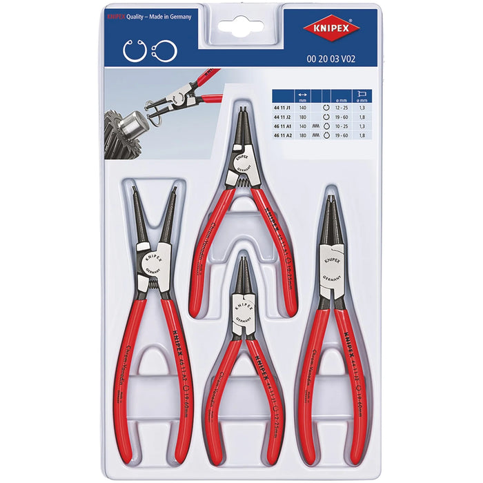 KNIPEX 00 20 03 V02 Set of Circlip Pliers, 4 parts - 00 20 03 V02