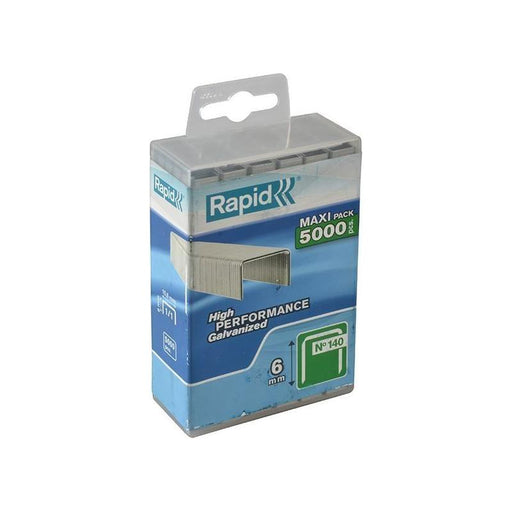 Rapid 140/6 6mm Galvanised Staples (Poly Pack 5000) Rapid - Town Tools