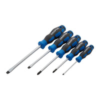 Draper Soft Grip Screwdriver Set, 3 x Plain Slot, 2 x PZ TYPE (5 Piece)