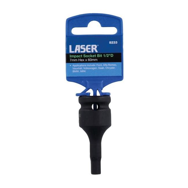 Laser Impact Socket Bit 1/2"D 7mm 8233 Laser - Town Tools 