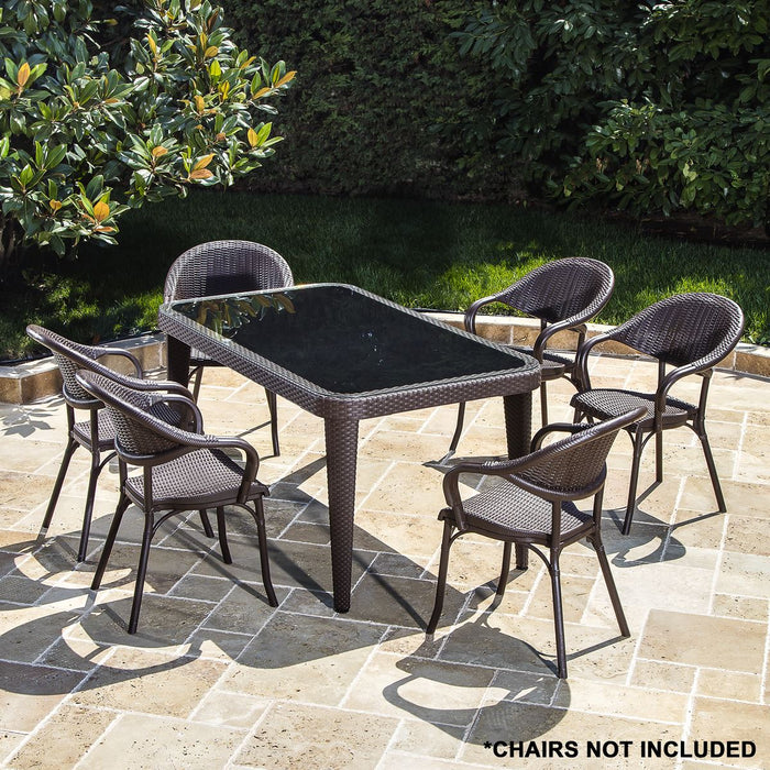 Dellonda Dining Tables with Tempered Glass Top 150 x 90 x 76cm - Dark Brown