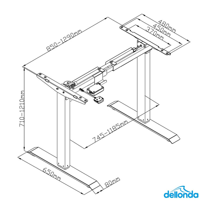 Dellonda Single Motor Ultra-Quiet Adjustable-Height Desk Frame 70kg Capacity