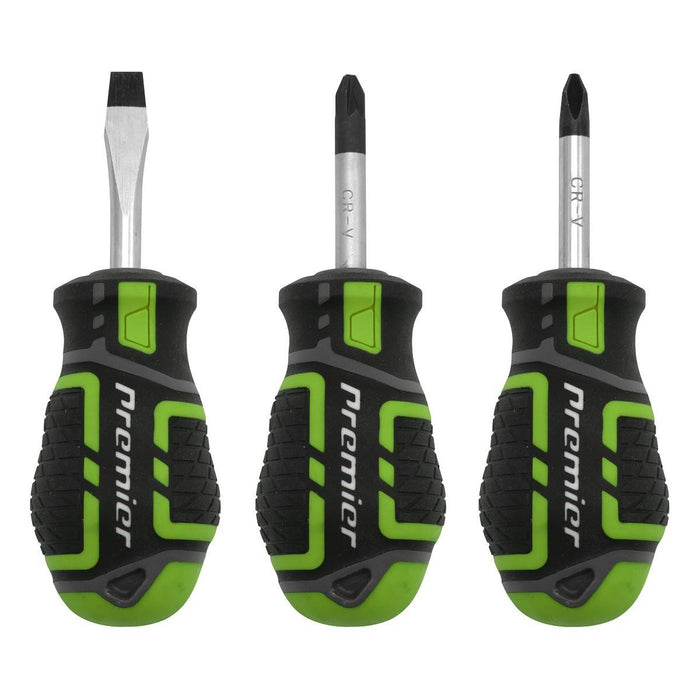 Sealey Premier Premier GripMAX Stubby Screwdriver Set 3pc - Hi-Vis Green Sealey Premier - Town Tools 
