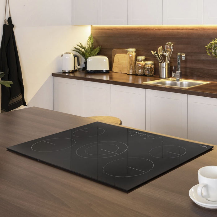 Baridi Integrated Ceramic Hob with 5 Cooking Zones 77cm - Black Glass