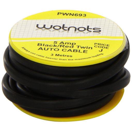 Wot-Nots Wiring Cable Twin 5A x 3m Red/Black Pearl Automotive - Town Tools 