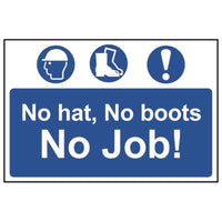 Scan No Hat, No Boots, No Job! - PVC Sign 600 x 400mm