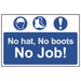 Scan No Hat, No Boots, No Job! - PVC Sign 600 x 400mm Scan - Town Tools