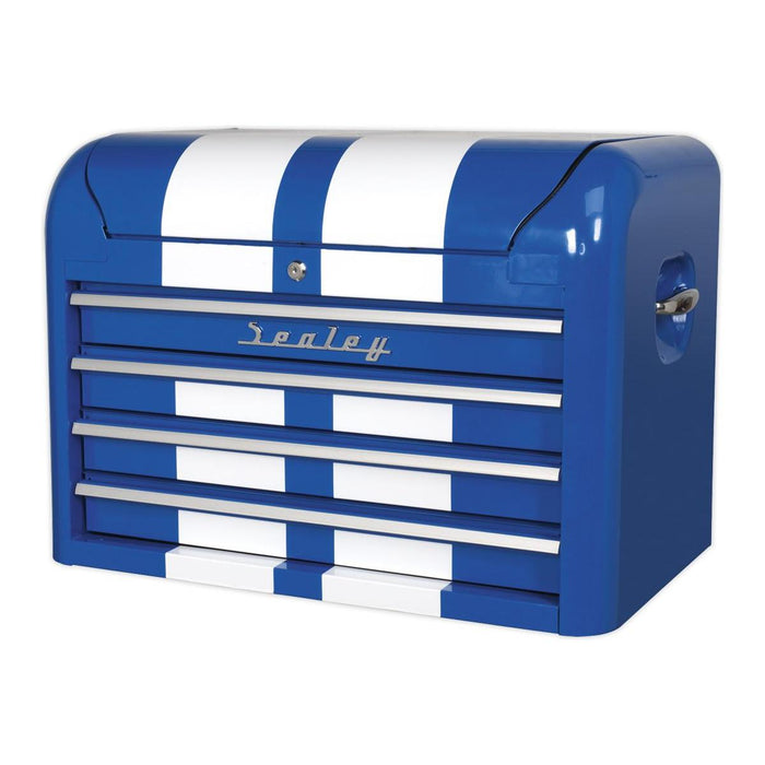 Sealey Topchest 4 Drawer Retro Style Blue with White Stripes AP28104BWS Sealey - Town Tools 