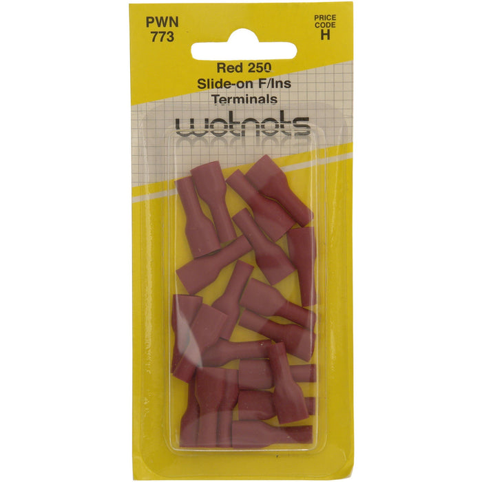 Wot-Nots Wiring Connectors - Red - Female Slide-On - 6.3mm - Pack of 25 Wot-Nots - Town Tools 