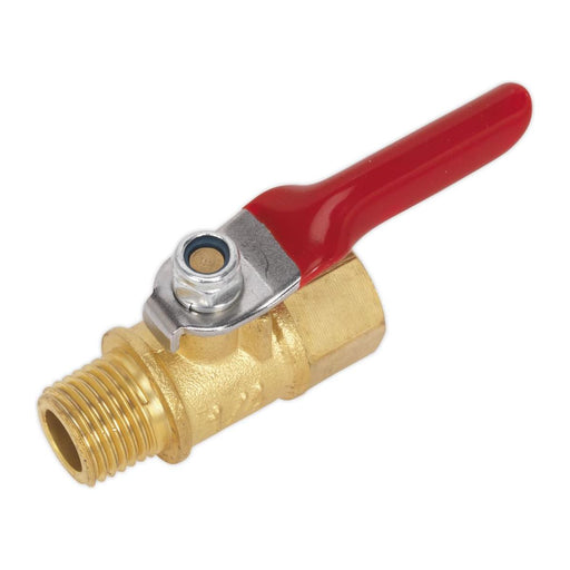 Sealey Lever Ball Valve 1/4"BSPT (M) x 1/4"BSP (F) SA906 Sealey - Town Tools 