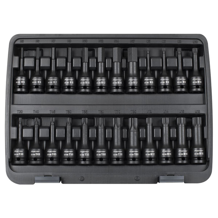Premier Hex/TRX-Star*/Spline Impact Socket Bit Set 1/2"Sq Drive 24pc Sealey Premier - Town Tools 