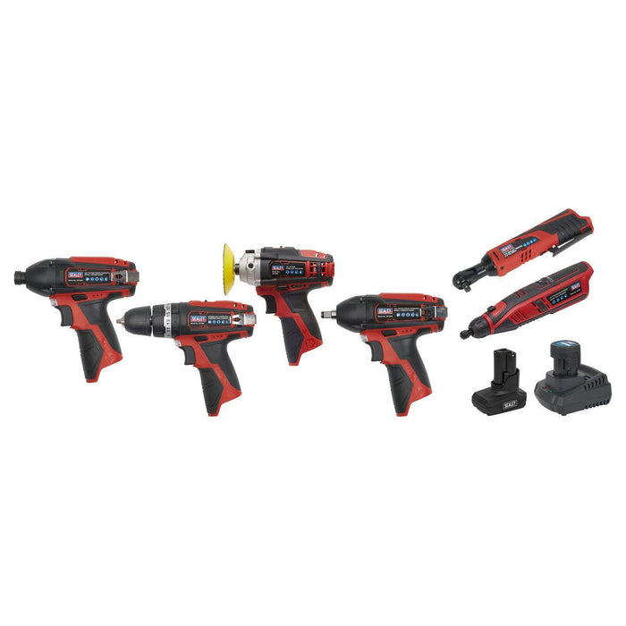 Sealey 6 x 12V SV12 Series Cordless Power Tool Combo Kit CP1200COMBO2 Sealey - Town Tools 