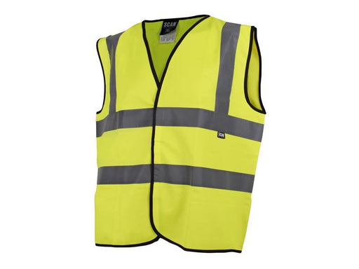Scan Hi-Vis Waistcoat Yellow - L (44in) (Pack of 80) Scan - Town Tools