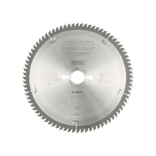 Dewalt Power Tools Series 40 Circular Saw Blade 250 x 30mm x 80T TCG/Neg DeWALT Power Tools - Town Tools