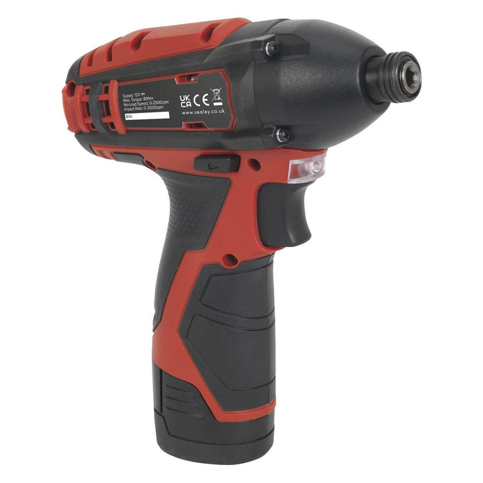 Sealey Cordless Impact Driver 1/4"Hex Drive 80Nm 12V SV12 Series Body Only