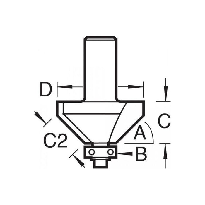 Trend 46/37 x 1/4 TCT Bearing Guided Chamfer 45° 31.8 x 12mm Trend - Town Tools