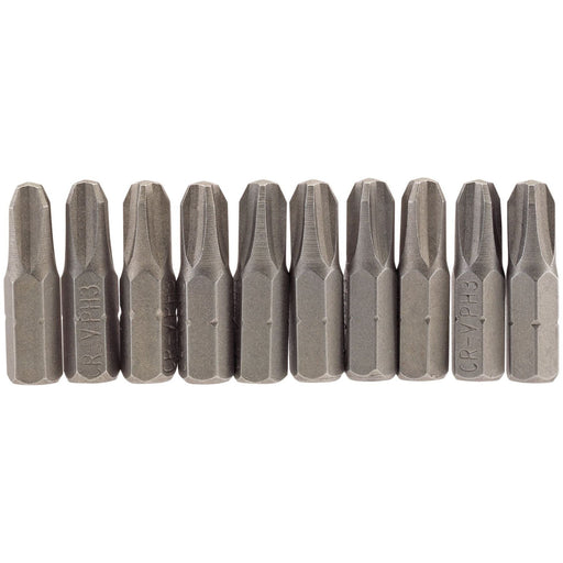 Draper Cross Slot Insert Bit, 1/4" Hex, 25mm Long, No.3 (Pack of 10) 64087 Draper - Town Tools 