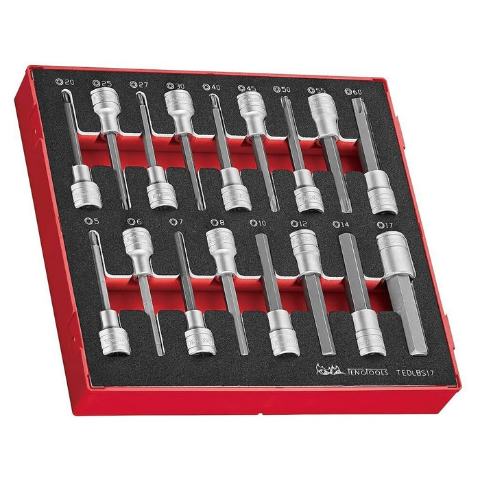 Teng Tools 1/2" Long Hex & TX Bit Socket Set FOAM2 17 Pieces Teng Tools - Town Tools 
