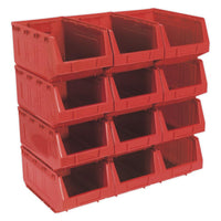 Sealey Plastic Storage Bin 210 x 355 x 165mm Red Pack of 12 TPS412R